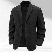 cheap Men's Classic Blazers-Men's Lightweight Jacket Blazer Work Casual Daily Pocket Classic &amp; Timeless Outdoor Spring &amp; Summer Fall &amp; Winter Polyester Solid Color Pocket Thermal Warm Casual / Daily Single Breasted Two-button