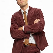 abordables Trajes formales-De los hombres Traje de pana Casual Negocio Negro Burdeos Otoño Traje Solapa de Pico Diario Negocios Color sólido A Medida Juego de 2 piezas Recto 2 botones