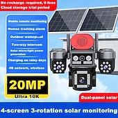 cheap Indoor IP Network Cameras-8MP 3 Lens  Solar Powered Security Camera  Dual Solar Panel  Outdoor Waterproof CCTV  Night Vision Motion Detection &amp; Two-Way Audio