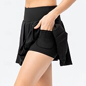 זול חצאיות וחצאיות קצרות לנשים-בגדי ריקוד נשים משובץ / משבצות אחיד חצאית קז'ואל חצאית טניס חצאיות קפלים חצאית ספורט אלסטי תומך זיעה נושם טניס פיקלבול יוגה תחתיות שחור לבן צהוב בגדי טניס