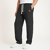 preiswerte Gerade Bein-Herren Jogginghose Hose Gerade geschnittene Sweatpants Waffelhose Kordelzug Tasche Elastischer Bund Einfach Komfort Volle Länge Sport im Freien Täglich Urlaub Mode Blau Schwarz Dehnbar