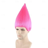 baratos Perucas de Carnaval-Peruca de Carnaval 2026 Rosa Vermelho Azul Liso Curto Peruca sintética para festivais Mardi Gras Parada Cabelo para fantasia de cosplay para Feminino