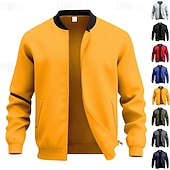 economico Giubbotti Casual-Per uomo Giacca Leggera Giacca Casual Vacanza Quotidiano Traspirante Tasca Primavera Autunno Semplice Moda Classico Collo alla coreana Regolare Nero Giallo Rosso Blu marino Blu reale Giacca