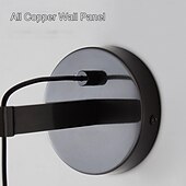 economico Luci da parete-applique da parete in metallo nero e oro, applique da parete minimalista in metallo con lunghezza del cavo regolabile, lampada da parete moderna E27, luci di lettura per bagno, camera da letto,