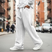 ieftine Picior drept-Bărbați Pantaloni Pantaloni Corduroy Pantaloni largi Pantaloni casual Pantaloni de sport cu picior drept Cordon Culoare solidă Confort Lungime totală În aer liber Casual Zilnic Modă Stil Clasic Negru