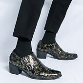 abordables Zapatos de monje-Zapatos monk strap para hombre en negro y dorado con estampado de cocodrilo: piel sintética de primera calidad, diseño de lujo con doble hebilla, perfectos para eventos formales, bodas y ocasiones de negocios.