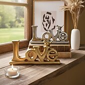 cheap Valentine's Day-Valentine's Day Decoration LOVE Letter Ornaments Decorative Handicrafts Made of Resin Material With Gold and Silver Foil Decoration on The Surface