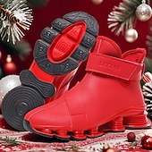 abordables Zapatillas Informales-Zapatillas deportivas rojas para hombre: elegantes y cómodas, con parte superior de malla y cámara de aire, perfectas para un look informal en vacaciones y fiestas navideñas.