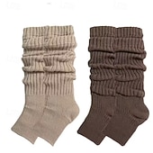 رخيصةأون تسخين تبريد-زوجان من أغطية الجوارب النسائية - حماية للساق دافئة في الشتاء بدرجات اللون البيج إلى البني بتصميم أنيق مناسب للأحذية الطويلة/الأحذية المريحة في الخريف والشتاء - إكسسوارات أحذية نسائية رائعة