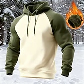 economico felpe con cappuccio da uomo di base-Per uomo Felpa con cappuccio Felpa con cappuccio in pile Nero Rosso Blu marino Verde Cachi Con Cappuccio Blocco di colori Patchwork Sport &amp; Outdoor Quotidiano Ferie Poliestere Streetwear Essenziale