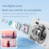 olcso Fényképezőgép és fénykép-digitális fényképezőgép 56mp-es fényképezőgépek fotózáshoz, célozd meg és lőj digitális fényképezőgép autofókusszal, dupla kamerás vakuval, 16x zoommal, rázkódásmentesítéssel, 128 GB-os kártyával,