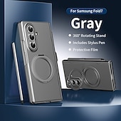 baratos Capa Samsung-telefone Capinha Para Samsung Galaxy Dobra Z 7 Dobra Z 6 Z Fold 5 Z Fold 4 Z Fold 3 Capa articulada Com Suporte e protetor de tela Proteção de corpo inteiro Retro PC Metal