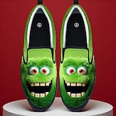  Fun Ugly Christmas Shoes Men's 3D Print Cartoon Character Design Slip-On Sneakers with Playful Smile for Casual Holiday Footwear