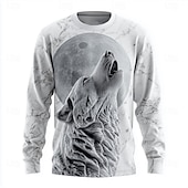  Per uomo Illusione ottica Lupo Maglietta Manica Lunga maglietta Stampa 3D Girocollo Camicia Moda Esagerato 3D Quotidiano Streetwear Bianco Bianco 2 Bianco 3 Estate Primavera Autunno Abbigliamento S M