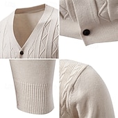ieftine pulover cardigan pentru bărbați-Bărbați Pulover Pulover Cardigan Striat Cablu Tricotat Topuri obișnuite Tricotat Simplu În V Vacanță Modă Casual Purtare Zilnică Îmbrăcăminte Primăvara &amp; toamnă Toamna iarna Albastru piscină Negru L