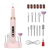 tanie Środki ochrony indywidualnej-Nowa przenośna elektryczna maszyna do manicure zestaw narzędzi do paznokci monitor akumulatorowa maszyna do malowania paznokci długi czas pracy 12 rodzajów obracających się końcówek odpowiednia na