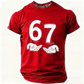  男性用 グラフィック 手 67 Tシャツ 面白いTシャツ 半袖シャツ 半袖 Tシャツ 3Dプリント クルーネック シャツ ファッション デザイナー ベーシック 日常 バケーション ストリート ブルー ブラック ルビーレッド 夏 春 衣類 S M L XL XXL XXXL
