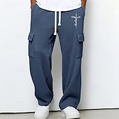 preiswerte Fracht-Herren Cargo-Jogginghose Jogginghose Hose Gerade geschnittene Sweatpants Waffelhose Kordelzug Tasche Elastischer Bund Kreuz Komfort Weich Outdoor Lässig Täglich Mode Klassicher Stil Dunkelbraun