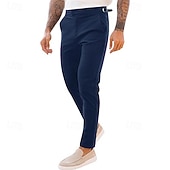 voordelige Dun-Voor heren Broek Pakken Chino broek Vrijetijdsbroek Zak Effen Comfort Zacht Volledige lengte Feest liiketoiminta Dagelijks Vakantie Modieus Zwart Marineblauw Micro-elastisch