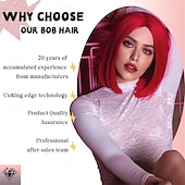 baratos Perucas de Carnaval-Peruca de Carnaval 2026 Rosa Vermelho Preta Liso Bob Curto Peruca sintética para festivais Mardi Gras Parada Cabelo para fantasia de cosplay para Feminino