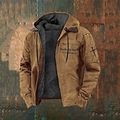 Χαμηλού Κόστους Fleece Hoodie-Ανδρικά Πλήρες φερμουάρ με φερμουάρ Μπουφάν fleece Fleece Hoodie Μαύρο Καφέ Σκούρο γκρι Με Κουκούλα Γράμμα Cruce Φερμουάρ Τσέπη Causal Καθημερινά Εξόδου Πολυεστέρας Κομψό στυλ street Ρετρό Καθημερινό