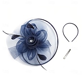 Недорогие Фасцинаторы-Аксессуары для волос Тюль Перья Федора Свадьба Чаепитие Скачки коктейль Элегантный стиль Винтаж С Пух Заставка Головной убор