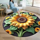 ieftine Covorase de zonă-Covor de zonă cu imprimeu plat 2D, seria floarea-soarelui, covor din catifea cristalină pentru sufragerie, canapea, masă de cafea, dormitor, noptieră, dressing, husă decorativă moale pentru podea