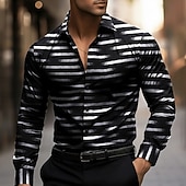 Χαμηλού Κόστους Γεωμετρικά σχήματα-Ανδρικά Γεωμετρικό Ριγέ Χρωματική κλίση Πουκάμισο Πουκάμισο με κουμπιά Μακρυμάνικο Μόδα Casual ΕΞΩΤΕΡΙΚΟΥ ΧΩΡΟΥ Καθημερινή Ένδυση Άνοιξη Φθινόπωρο Απορρίπτω 3D εκτύπωση γιακά πουκάμισα Μαύρο Ρουμπίνι