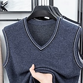 preiswerte Herren Pullover Weste-Herren Pullunder Kleid Pullover Pullover Weste Strickpullover Gerippt Stricken Normale Oberteile Gestrickt Einfach V Ausschnitt Mode Lässig Urlaub Alltagskleidung Bekleidung Herbst Winter Schwarz Rote