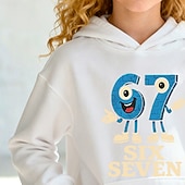  Unisex Girls' 3D Graphic Funny Slang 67 Hoodie Pullover Long Sleeve 3D Print Spring Fall Sports Fashion Streetwear Kids 4-12 Years Hooded Outdoor Casual Daily Regular Fit