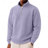 abordables Polo Classique pour Hommes-Homme Chemises Polo Gaufre Polo à fermeture éclair Sport en Plein Air Occasionnel Col montant Fermeture éclair manche longue Mode Moderne Couleur Unie Texturé Tricoté Printemps &amp; Automne Toutes