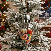 billige Ornamenter-Julepæregavekrukke, stor gjennomsiktig, fyllbar lyspærepynt med skrulokk, jumboplastbeholdere til hengende godteri for gjør-det-selv-håndverk, juletrepynt, kort &amp;festgaver