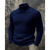 abordables Pull col rond-Homme Pull Pull Tricoté Côtelé Tricoter Hauts Réguliers Tricoté Couleur Unie Col roulé Mode Streetwear Occasionnel Tenue quotidienne Vêtement Tenue Automne Hiver Noir Blanche S M L