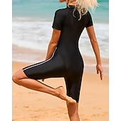 economico Rash Guards Interi-Per donna Rash Guard completo per il corpo Costume da surf intero Boyleg Color-blocking con reggiseno incorporato Controllo addominale Manica Corta Costume da Bagno Surf Canoa Snorkeling Primavera