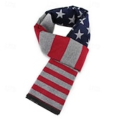 Недорогие Мужские шарфы и перчатки-Муж. Прямоугольный платок на открытом воздухе На каждый день Повседневные Красный Темно-синий ШАРФ Полоса