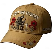  Para que não nos esqueçamos, boné da lembrança bordado com flores de papoula para o Dia da Memória, em homenagem aos veteranos, militares e heróis caídos.