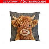  Capas de almofada com estampa plana 2D de vaca das Terras Altas, capas de almofada de pelúcia macias e curtas em veludo, capas de almofada decorativas para sofá, sala de estar, casa e decoração de fazenda.
