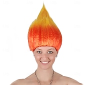 baratos Perucas de Carnaval-Peruca de Carnaval 2026 Rosa Vermelho Azul Liso Curto Peruca sintética para festivais Mardi Gras Parada Cabelo para fantasia de cosplay para Feminino