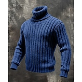 economico maglione pullover da uomo-Per uomo Felpa Maglione Maglione a maglia A Coste Maglia Top Regolari Lavorato a maglia Tinta unica Dolcevita Moda Streetwear Casuale Abbigliamento quotidiano Abbigliamento Autunno Inverno Nero Rosso