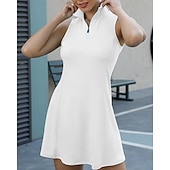 billiga Kvinnors klänning-Dam Solid färg Tennisklänning Sportklänning Snabb tork Elastisk Andningsfunktion Tennis Träning Löpning Dragkedja Klänningar Svart Vit Rosa Tenniskläder