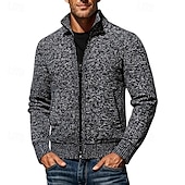 billiga cardigan tröja för män-Herr Jacquard tröja Tröja Cardigan Tröja Ribbad Sticka Vanliga toppar Stickat Slät V-hals Semester Mode Företag Ledigt Kläder Vår &amp; Höst Höst vinter Svart Vinröd M L XL