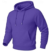 cheap Fleece Hoodie-Men's Hoodie Fleece Hoodie Fleece lined Hoodie Blue Apricot Black White Yellow Hooded Plain Kangaroo Pocket Casual Daily Sports &amp; Outdoor Polyester Streetwear Cool Sportswear All Seasons Clothing