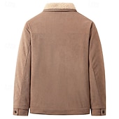 baratos Jaquetas Casuais-Homens Jaqueta de Inverno Casaco de lã Jaqueta casual Férias Diário Térmico / Quente Bolsos Tosão Outono Inverno Tecido Moda Roupa de rua Lapela Padrão Preto cáqui Verde Tropa Cinzento Casaco