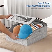 abordables Rangement et organisation-Cette boîte de rangement demi-large peut contenir 24 casquettes de baseball, des vêtements, des draps et des pantalons. Son couvercle transparent en PVC avec fermeture éclair la protège de la