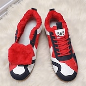 billiga Vardagssneakers-Herr Sneakers Fleecefoder Löpning Promenad Ledigt PU Läder Bekväm Halksäker Andningsfunktion Korta stövlar / ankelstövlar Snörning Mörkröd Orange Grön Sommar Vår Höst