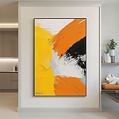 preiswerte Ölgemälde-Großes gelbes minimalistisches abstraktes Gemälde mit Textur, schwarz-weiße 3D-Textur, abstrakte Kunst, Acryl-Gemälde, abstrakte Textur, moderne Kunst