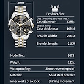 baratos Relógios Quartz-O Novo Relógio de Negócios Masculino Olevs com Pulseira de Aço Luminosa Crônometro Pequeno com Três Ponteiros Exibição de Dia da Semana Relógio de Quartzo Multifuncional Casual à Prova D'água