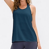 abordables Chemise pour femmes-Femmes Couleur Unie Débardeur Tee Shirt Fitness Ample Élastique Évacuation de la transpiration Respirant Tennis Pickleball Yoga Col ras du cou Top Noir Bleu Violet Vêtements de tennis