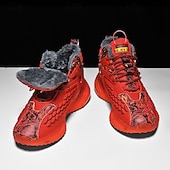 abordables Zapatillas Informales-Hombre Zapatillas de deporte Zapatos de Navidad Forro de Lana Zapatos para correr Zapatos de Paseo Casual Punto Cómodo Antideslizante Transpirable Botines / Hasta el Tobillo Cordones Negro Blanco Rojo