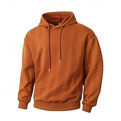cheap Basic Tracksuits-Men's Hoodie Tracksuit Hoodie &amp; Pants Outfit Set Hoodies Set Hoodie Outdoor Daily Sports Jacquard Drawstring Pocket Plain Black Orange Khaki Polyester Activewear Fashion Streetwear Spring